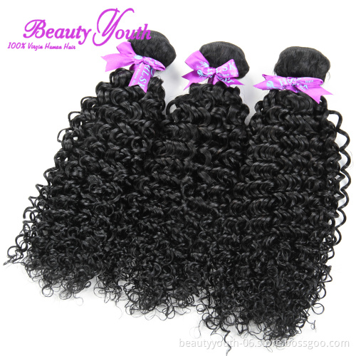 Beauty Youth 10A Grade Kinky Curl Human Hair Extension,Bundles With Closure  Human Hair Kinky Curlymweave